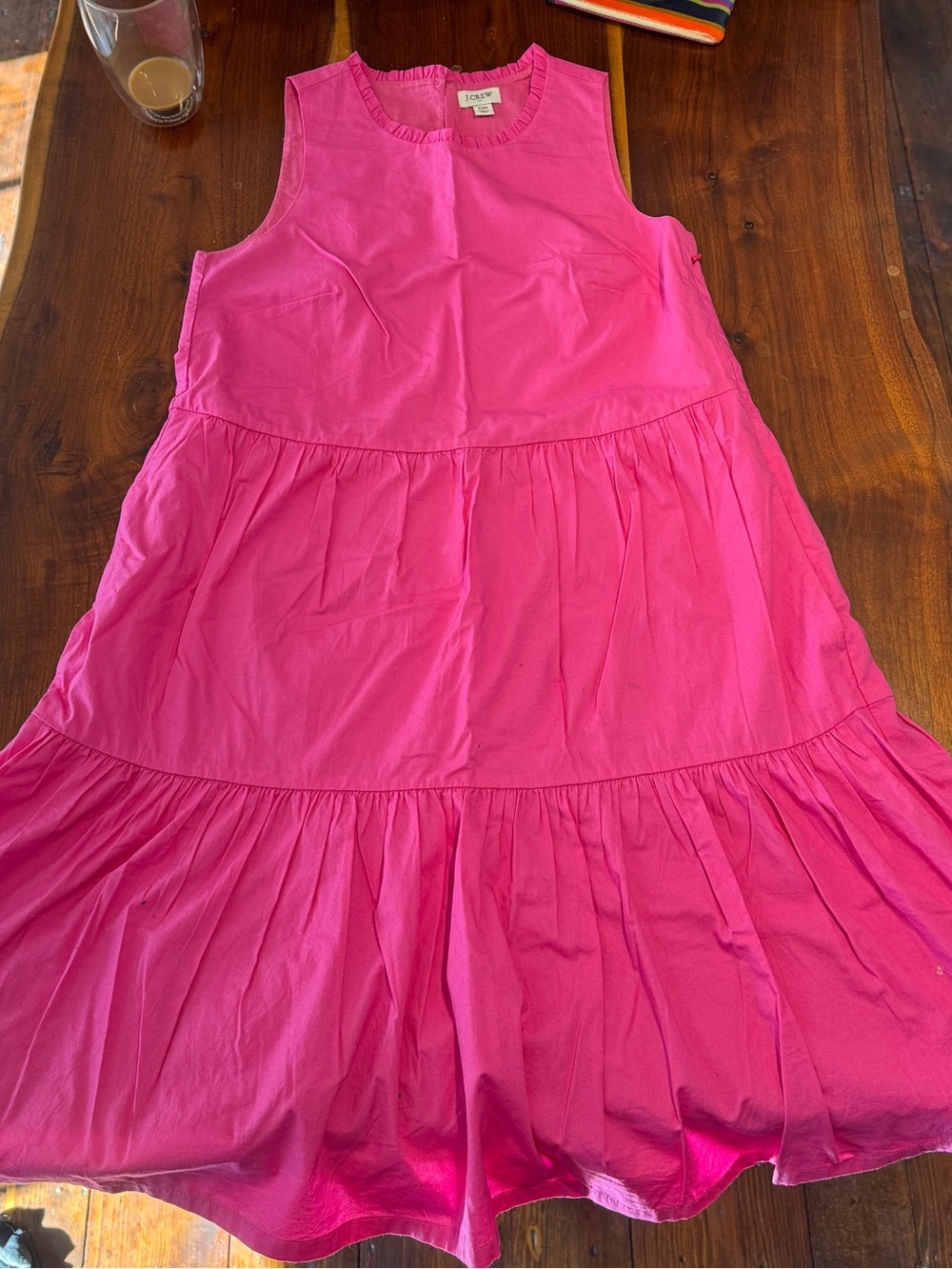 J. Crew Hot Pink Sleeveless Tiered Cotton Dress